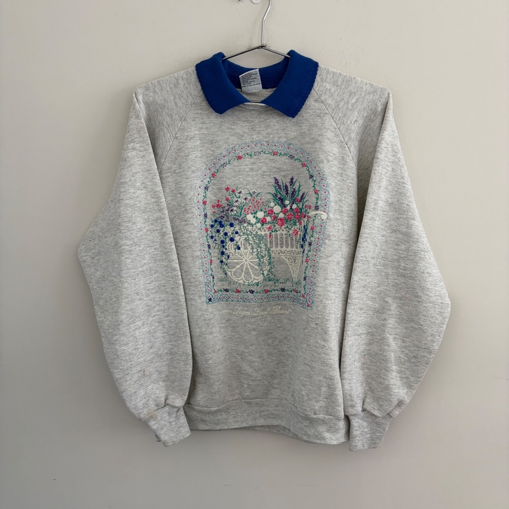 Vintage Gopher Sport Sugar Loaf Resort Collared Sweatshirt Grey Large
